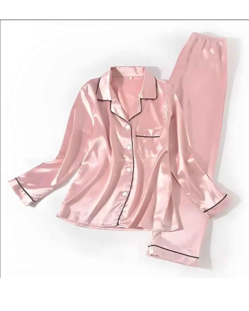 Women's Silk Pajama Set - Pink
