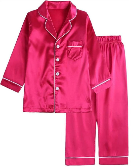 Women's Silk Pajama Set - Hot Pink