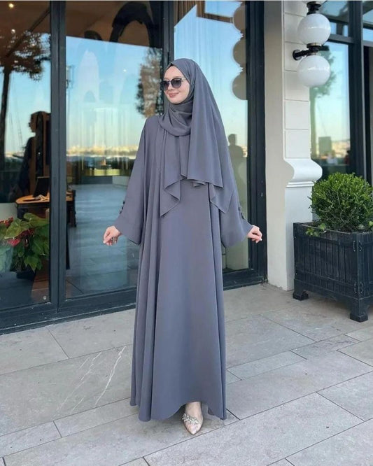 Arabic Grey Abaya With Stoller